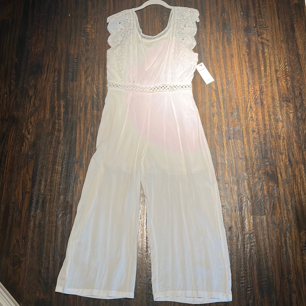 NWT M Red Dress White Romper